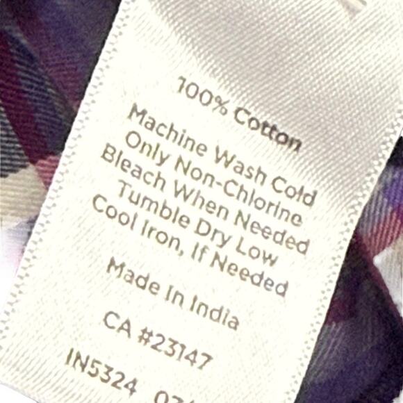 Talbots Petite Womens Purple Plaid Long Sleeve Button Up Shirt Top Blouse sz M P - Picture 15 of 16